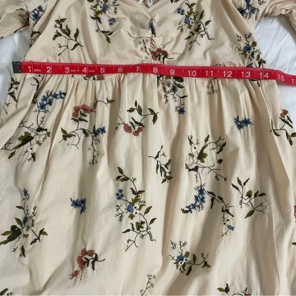 Anthropologie embroidered long sleeve mini floral peasant baby doll dress XS‎ - Picture 15 of 15